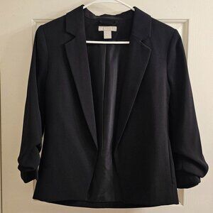 H&M Black Blazer Scrunched Sleeves Size 0